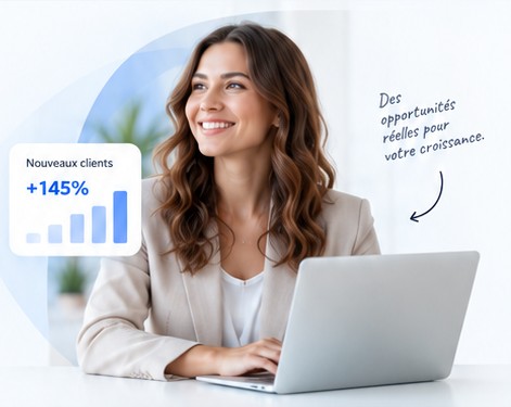 Professionnelle utilisant une plateforme de marketing